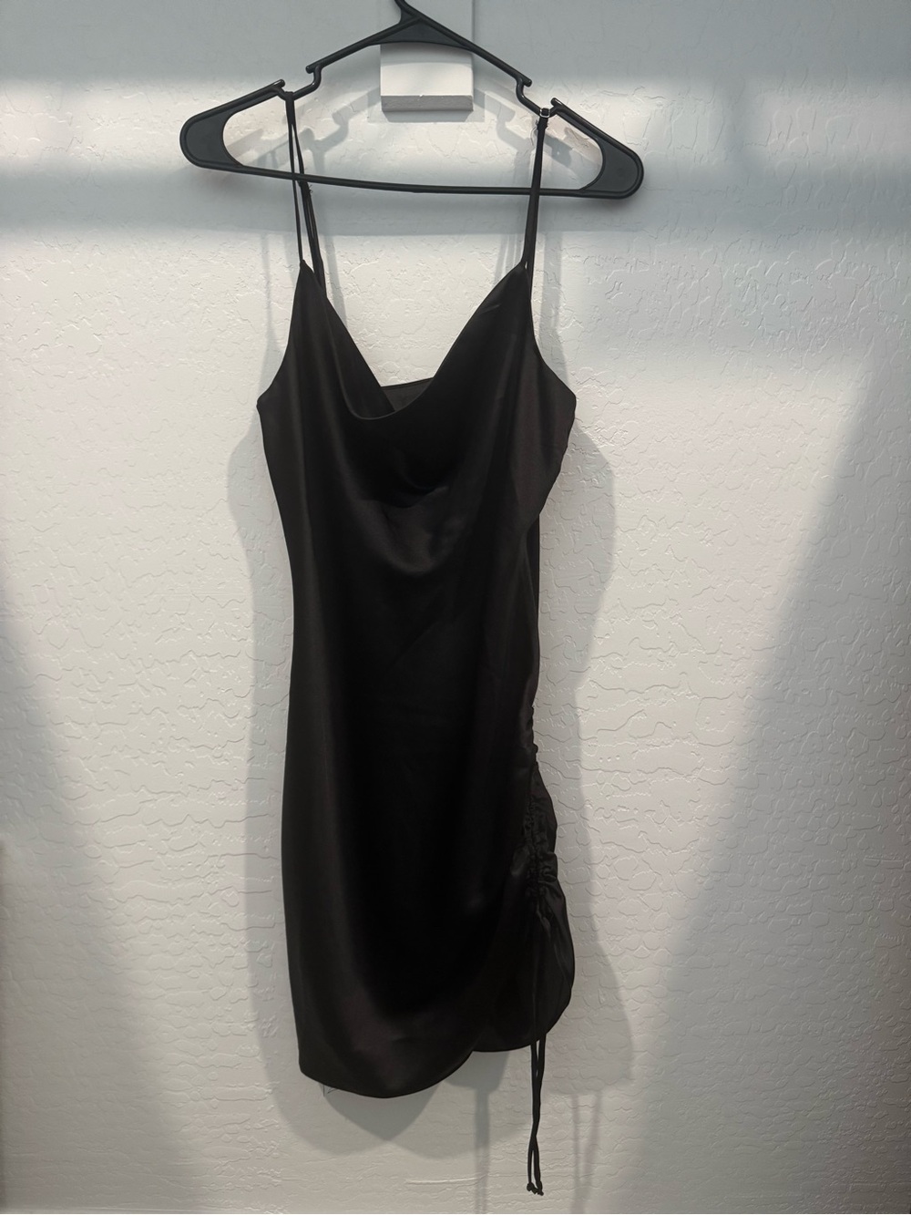 Forever 21 Black Satin Slip Dress with Cowl Neck